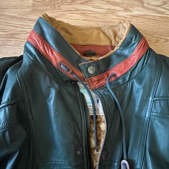 M. Julian Adventures genuine leather bomber jacket green orange size xl VINTAGE - Picture 3 of 16